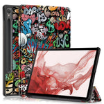 For Samsung Galaxy Tab S9 11-Inch SM-X710, SM-X716B, SM-X718U Pattern Printing Leather Tablet Case Trifold Stand Smart Cover