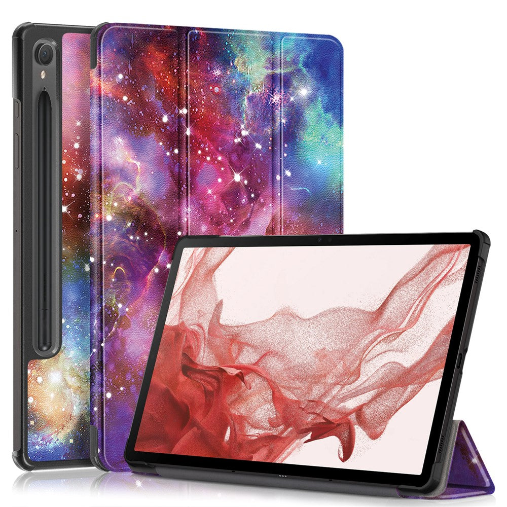 For Samsung Galaxy Tab S9 11-Inch SM-X710, SM-X716B, SM-X718U Pattern Printing Leather Tablet Case Trifold Stand Smart Cover