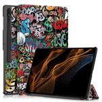 Tablet Leather Case for Samsung Galaxy Tab S10 Ultra Wi-Fi SM-X920 SM-X926B / Tab S9 Ultra SM-X910 M-X916B SM-X918, Tri-Fold Stand Pattern Printed Cover