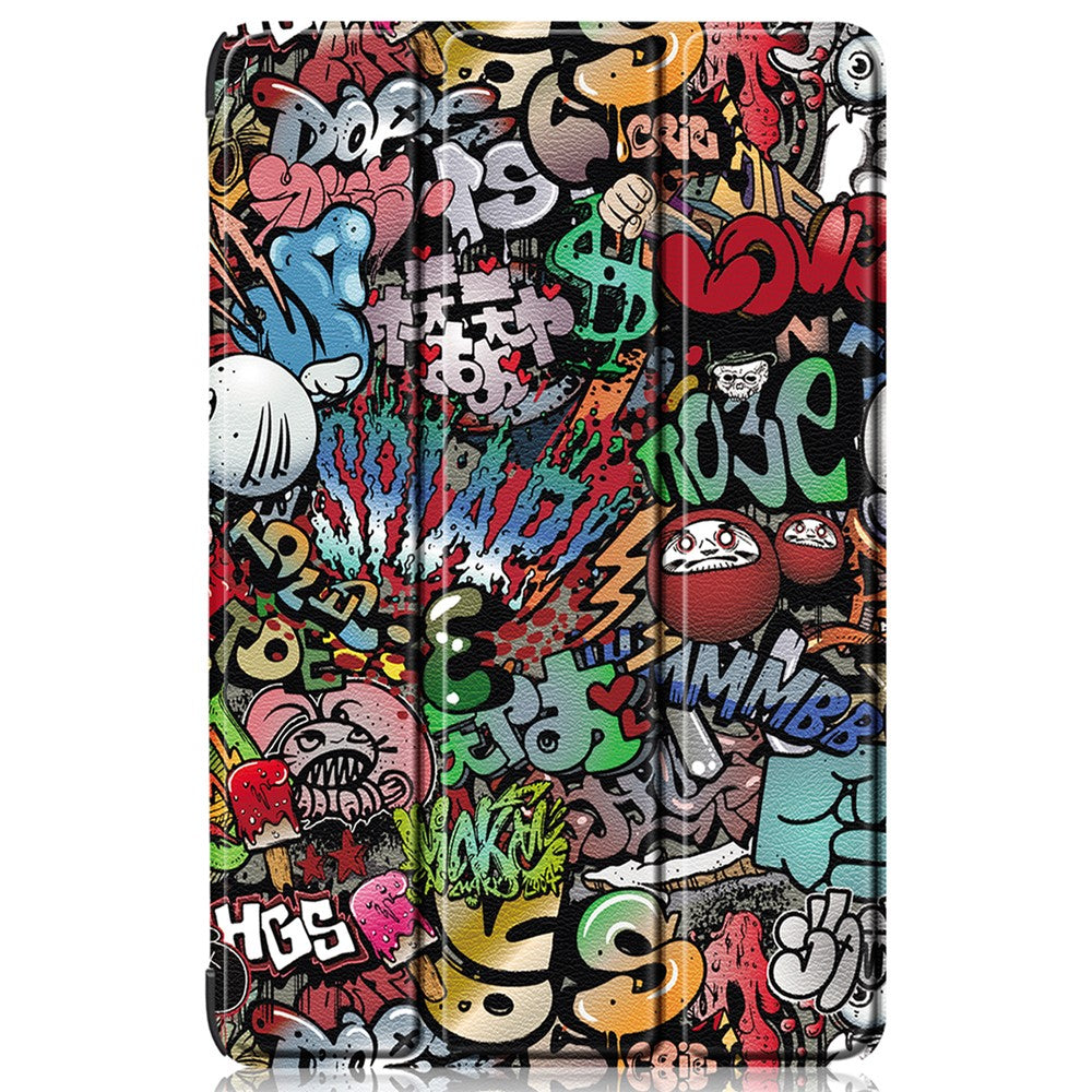 Tablet Leather Case for Samsung Galaxy Tab S10 Ultra Wi-Fi SM-X920 SM-X926B / Tab S9 Ultra SM-X910 M-X916B SM-X918, Tri-Fold Stand Pattern Printed Cover