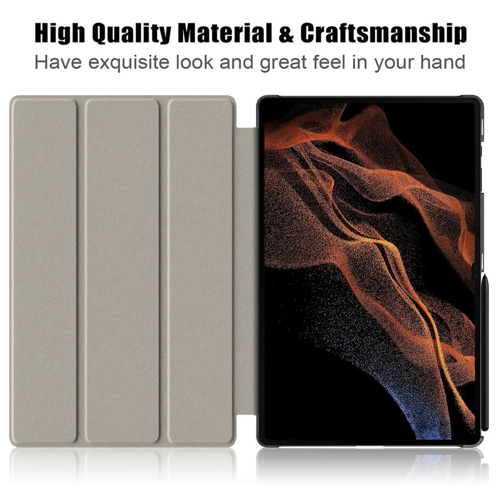 Tablet Leather Case for Samsung Galaxy Tab S10 Ultra Wi-Fi SM-X920 SM-X926B / Tab S9 Ultra SM-X910 M-X916B SM-X918, Tri-Fold Stand Pattern Printed Cover