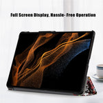 Tablet Leather Case for Samsung Galaxy Tab S10 Ultra Wi-Fi SM-X920 SM-X926B / Tab S9 Ultra SM-X910 M-X916B SM-X918, Tri-Fold Stand Pattern Printed Cover