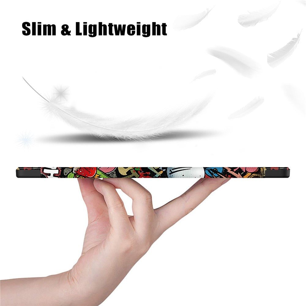 Tablet Leather Case for Samsung Galaxy Tab S10 Ultra Wi-Fi SM-X920 SM-X926B / Tab S9 Ultra SM-X910 M-X916B SM-X918, Tri-Fold Stand Pattern Printed Cover