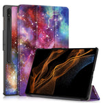 Tablet Leather Case for Samsung Galaxy Tab S10 Ultra Wi-Fi SM-X920 SM-X926B / Tab S9 Ultra SM-X910 M-X916B SM-X918, Tri-Fold Stand Pattern Printed Cover