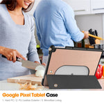 Til Google Pixel Tablet Tri-fold Stand Tablet Case PU Læder Anti-drop Tablet Cover