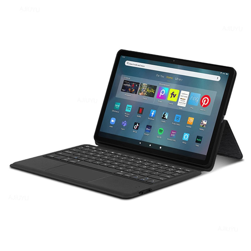 For Amazon Fire Max 11 Leather Case + Touchpad Bluetooth-compatible Keyboard with Backlit