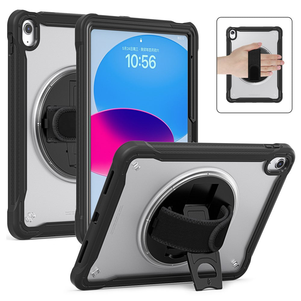 Kickstand Tablet Case for iPad (2025) / 10.9 (2022) Rotary Hand Strap TPU+PC Tablet Cover