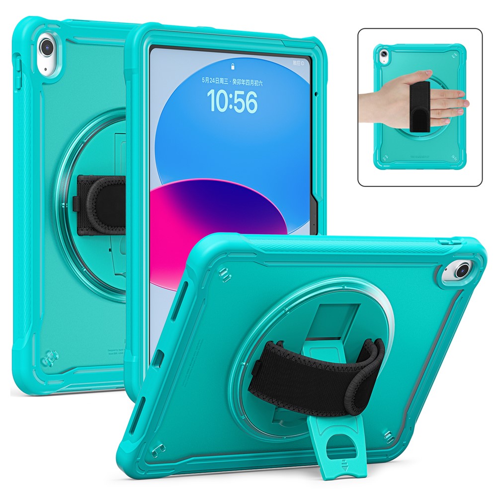 Kickstand Tablet Case for iPad (2025) / 10.9 (2022) Rotary Hand Strap TPU+PC Tablet Cover