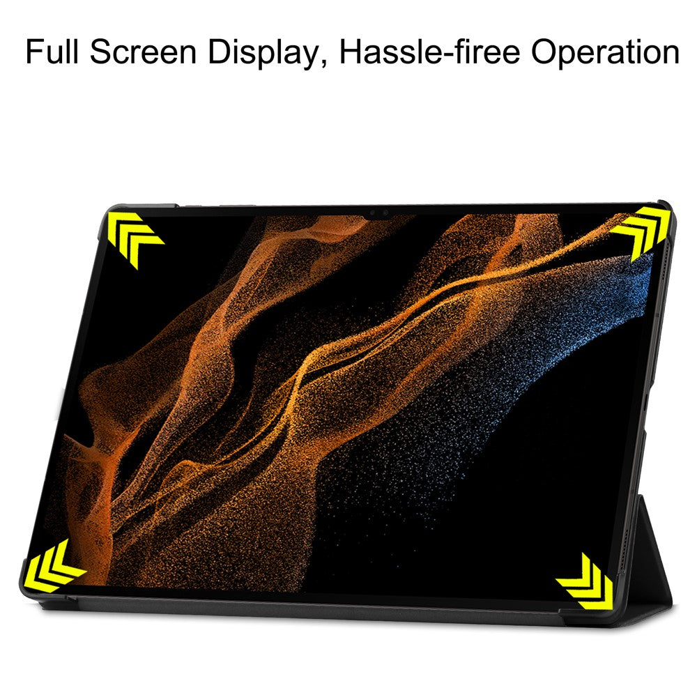 Til Samsung Galaxy Tab S9 Ultra Tablet Cover PU Læder Tredelt Stander Smart Cover