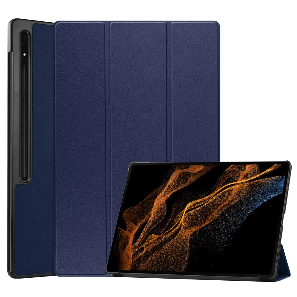 Til Samsung Galaxy Tab S9 Ultra Tablet Cover PU Læder Tredelt Stander Smart Cover