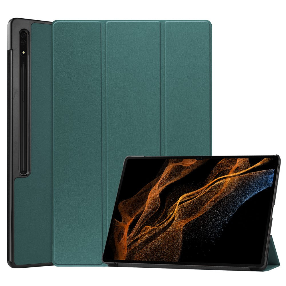 Til Samsung Galaxy Tab S9 Ultra Tablet Cover PU Læder Tredelt Stander Smart Cover