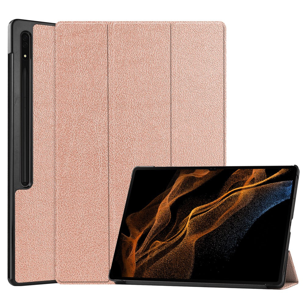 Til Samsung Galaxy Tab S9 Ultra Tablet Cover PU Læder Tredelt Stander Smart Cover