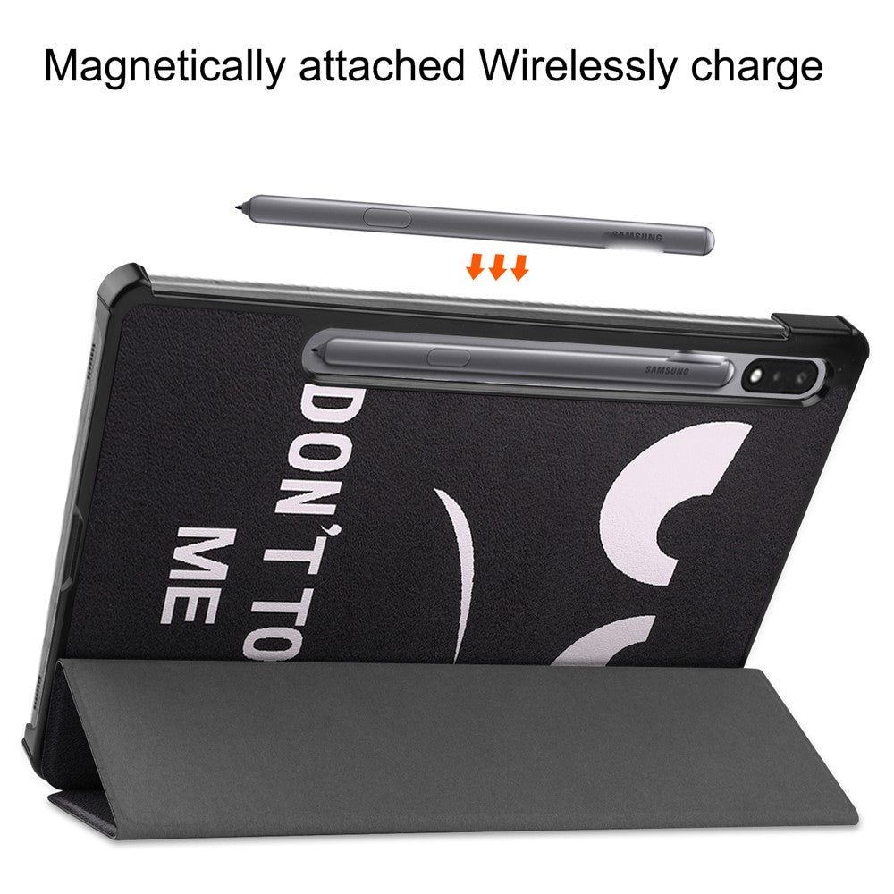 Til Samsung Galaxy Tab S9 PU læder tabletcover med mønstertryk, trifold stativ, smart automatisk dvale-/vågefunktion