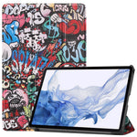 Til Samsung Galaxy Tab S9 PU læder tabletcover med mønstertryk, trifold stativ, smart automatisk dvale-/vågefunktion