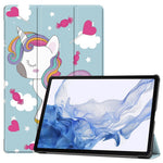 Til Samsung Galaxy Tab S9 PU læder tabletcover med mønstertryk, trifold stativ, smart automatisk dvale-/vågefunktion