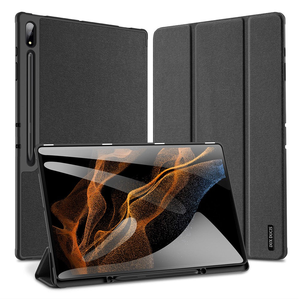 DUX DUCIS Domo Series for Samsung Galaxy Tab S9 Ultra Tri-Fold Tablet Case PU Leather Stand Folio Cover