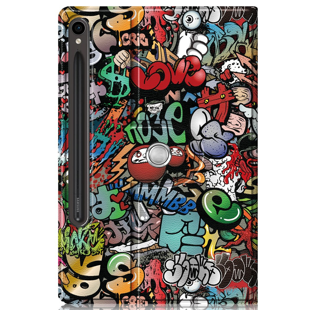 Rotating Stand Cover for Samsung Galaxy Tab S9 SM-X710, SM-X716B, SM-X718U PU Leather Pattern Printing Tablet Case