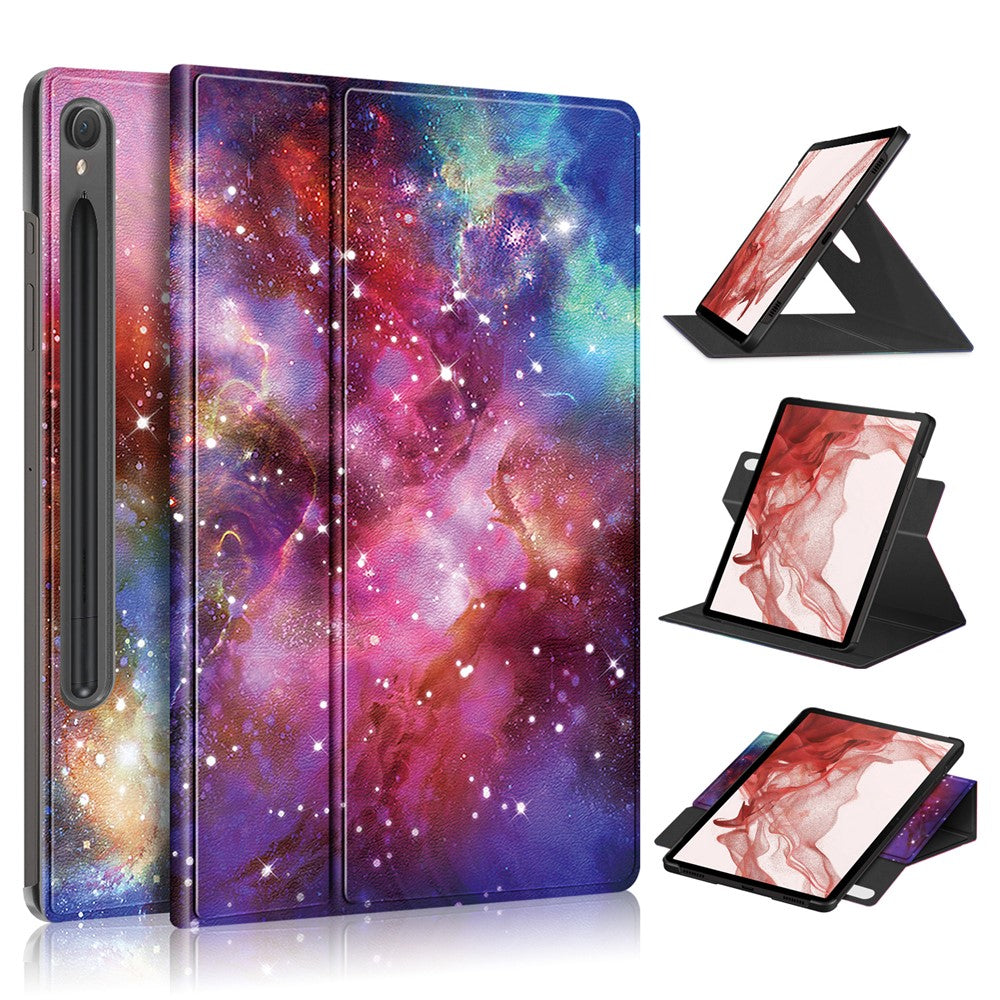 Rotating Stand Cover for Samsung Galaxy Tab S9 SM-X710, SM-X716B, SM-X718U PU Leather Pattern Printing Tablet Case