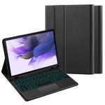 For Samsung Galaxy Tab S10+ / S9+ / S8+ / S7+ / S7 FE Backlight Touchpad Bluetooth-Compatible Keyboard with Pen Slot Leather Tablet Case