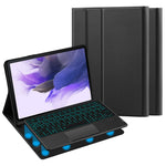 For Samsung Galaxy Tab S10+ / S9+ / S8+ / S7+ / S7 FE Backlight Touchpad Bluetooth-Compatible Keyboard with Pen Slot Leather Tablet Case