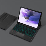 For Samsung Galaxy Tab S10+ / S9+ / S8+ / S7+ / S7 FE Backlight Touchpad Bluetooth-Compatible Keyboard with Pen Slot Leather Tablet Case