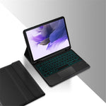For Samsung Galaxy Tab S10+ / S9+ / S8+ / S7+ / S7 FE Backlight Touchpad Bluetooth-Compatible Keyboard with Pen Slot Leather Tablet Case