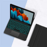 Til Samsung Galaxy Tab S10 FE / S9 FE / S9 / S8 / S7 baggrundsbelyst touchpad Bluetooth-kompatibelt tastatur med penholder læder tablet-cover