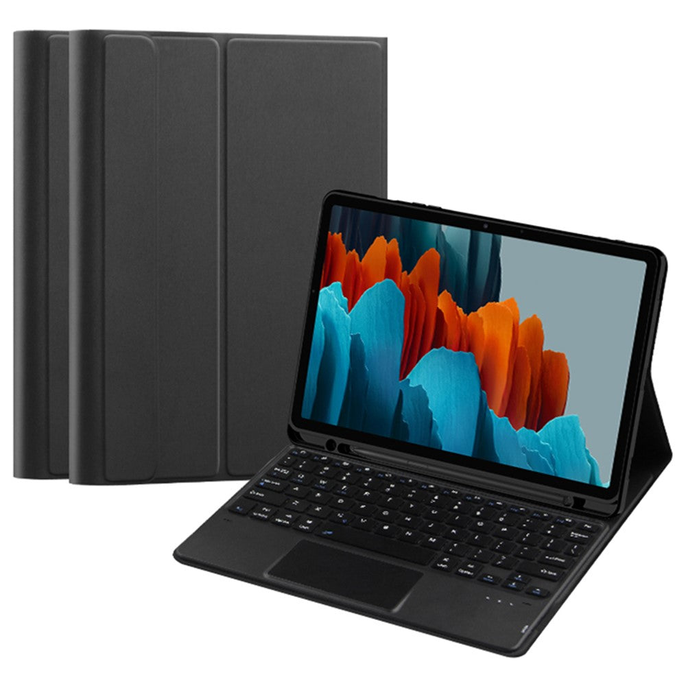 Stand Cover for Samsung Galaxy Tab S10 FE / S9 FE / S9 / S8 / S7 PU Leather Case + Wireless Detachable Keyboard with Pen Slot and Touchpad