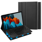 Stand Cover for Samsung Galaxy Tab S10 FE / S9 FE / S9 / S8 / S7 PU Leather Case + Wireless Detachable Keyboard with Pen Slot and Touchpad