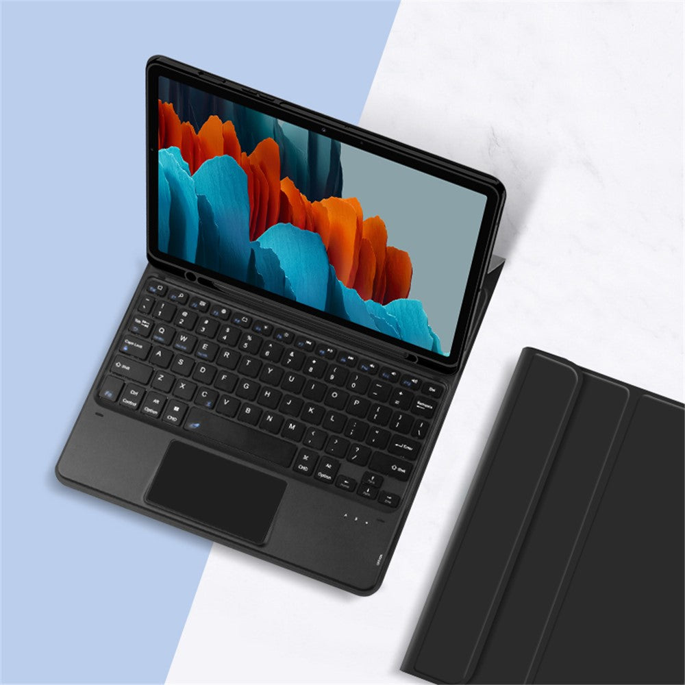 Stand Cover for Samsung Galaxy Tab S10 FE / S9 FE / S9 / S8 / S7 PU Leather Case + Wireless Detachable Keyboard with Pen Slot and Touchpad