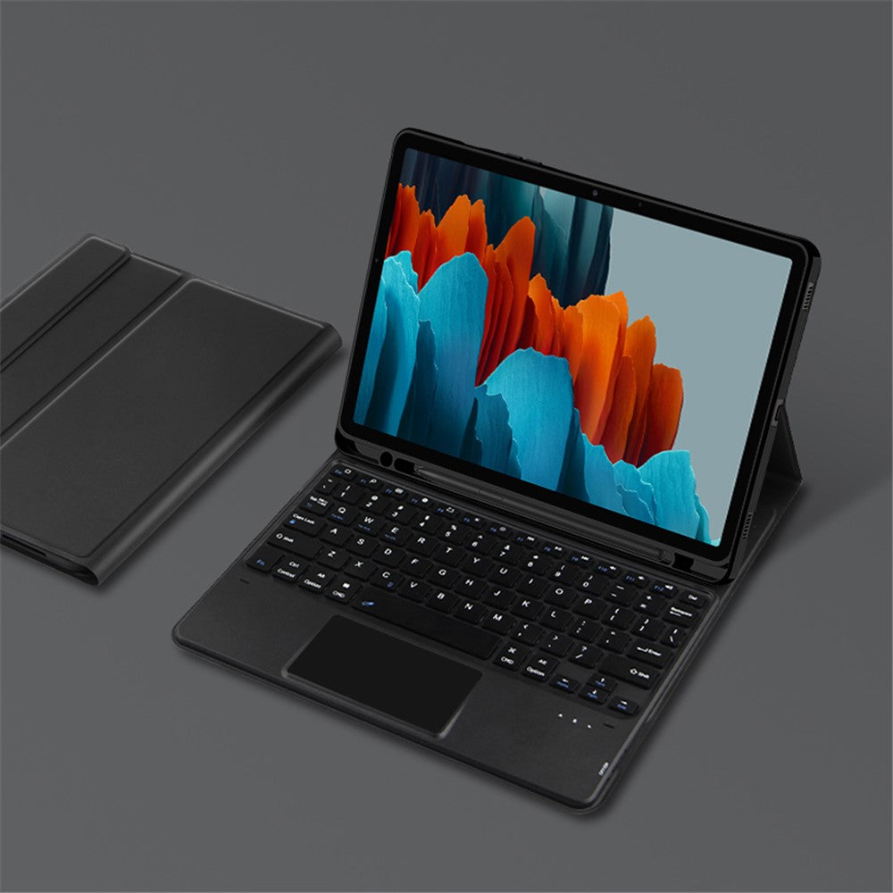 Stand Cover for Samsung Galaxy Tab S10 FE / S9 FE / S9 / S8 / S7 PU Leather Case + Wireless Detachable Keyboard with Pen Slot and Touchpad