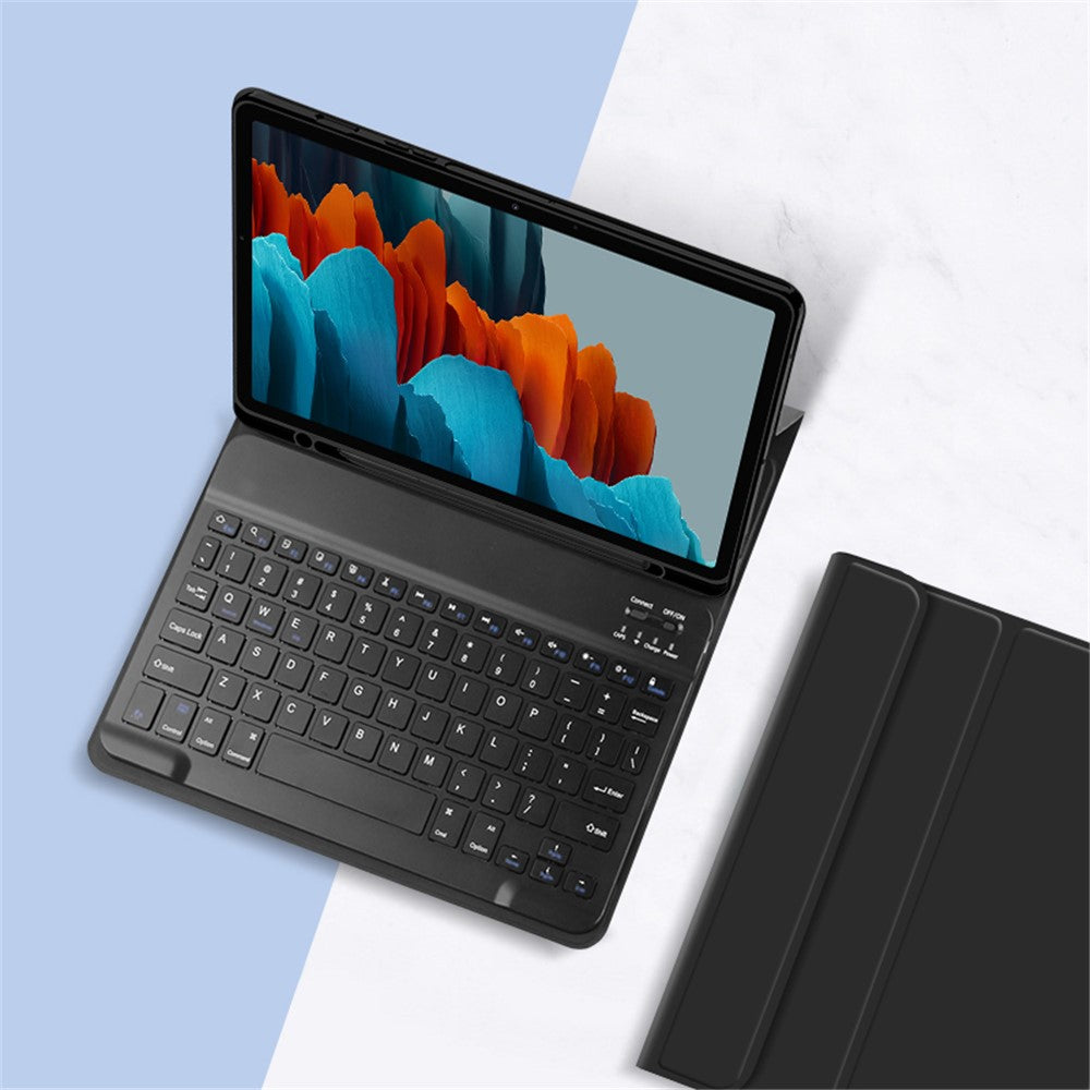 For Samsung Galaxy Tab S10 FE / S9 FE / S9 / S8 / S7 Leather Stand Tablet Case with Detachable Magnetic Wireless Keyboard (Without Touchpad)