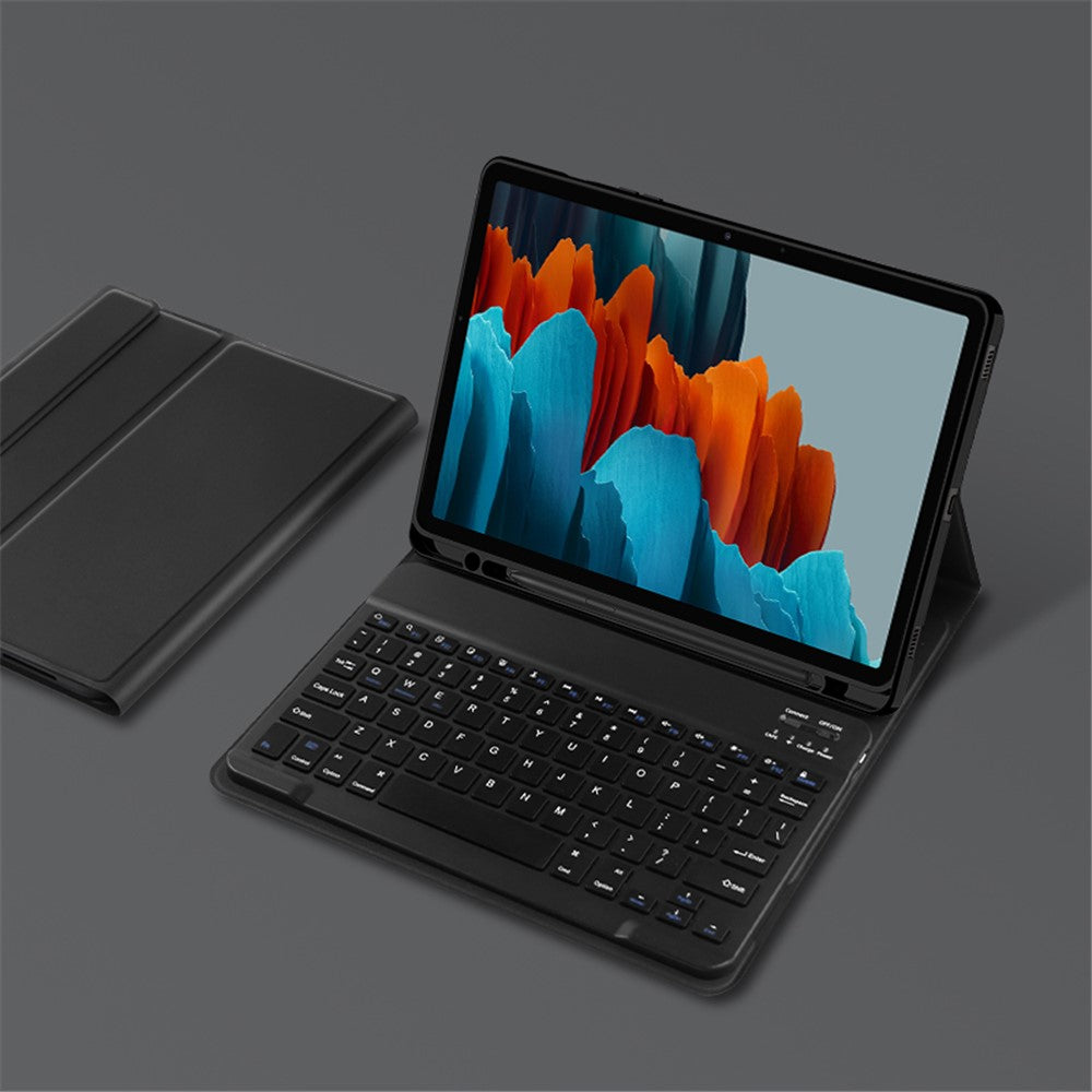 For Samsung Galaxy Tab S10 FE / S9 FE / S9 / S8 / S7 Leather Stand Tablet Case with Detachable Magnetic Wireless Keyboard (Without Touchpad)
