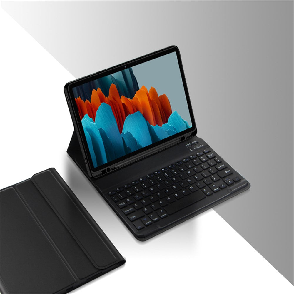 For Samsung Galaxy Tab S10 FE / S9 FE / S9 / S8 / S7 Leather Stand Tablet Case with Detachable Magnetic Wireless Keyboard (Without Touchpad)