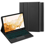 Til Samsung Galaxy Tab S10+ / S9+ / S8+ / S7+ / S7 FE baggrundsbelyst touchpad Bluetooth-kompatibelt tastatur med penneholder læder tablet-etui