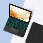 Til Samsung Galaxy Tab S10+ / S9+ / S8+ / S7+ / S7 FE baggrundsbelyst touchpad Bluetooth-kompatibelt tastatur med penneholder læder tablet-etui