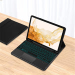 Til Samsung Galaxy Tab S10+ / S9+ / S8+ / S7+ / S7 FE baggrundsbelyst touchpad Bluetooth-kompatibelt tastatur med penneholder læder tablet-etui