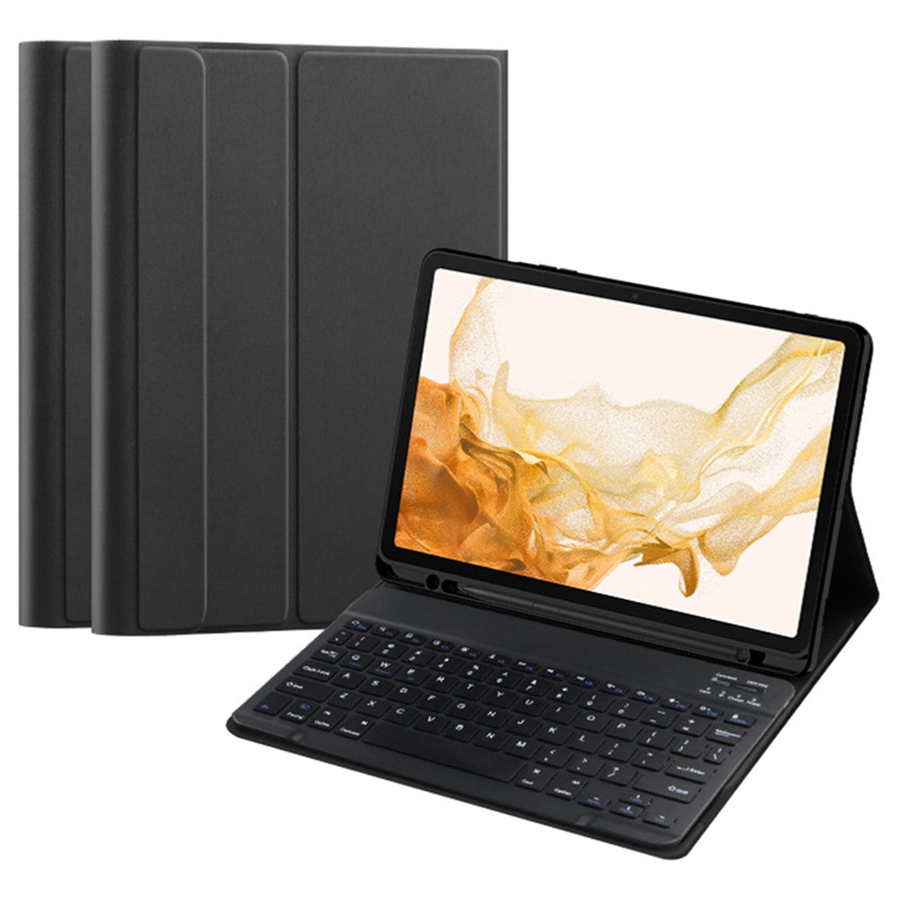 Til Samsung Galaxy Tab S10+ / S9+ / S8+ / S7+ / S7 FE Læder Stand Cover med Aftageligt Magnetisk Trådløst Tastatur (Uden Touchpad)