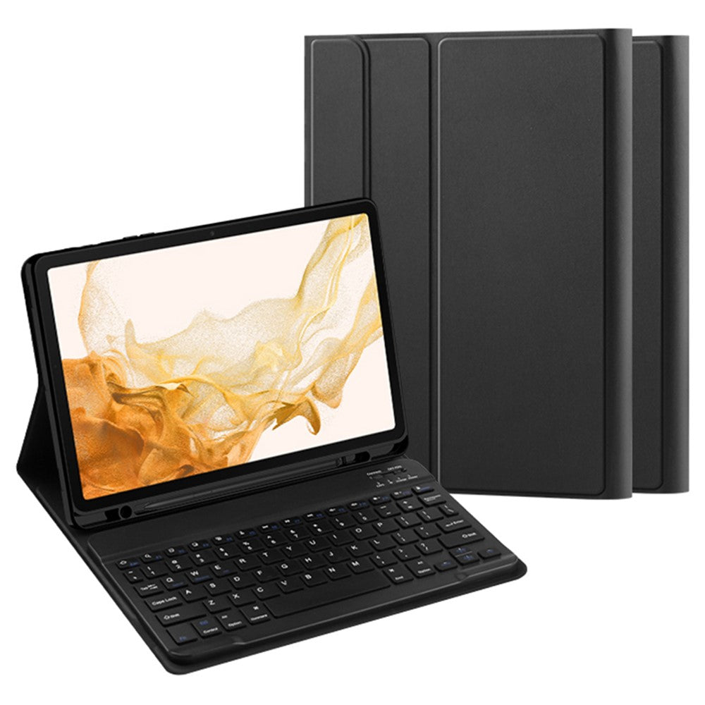 Til Samsung Galaxy Tab S10+ / S9+ / S8+ / S7+ / S7 FE Læder Stand Cover med Aftageligt Magnetisk Trådløst Tastatur (Uden Touchpad)