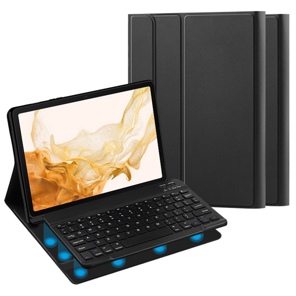 Til Samsung Galaxy Tab S10+ / S9+ / S8+ / S7+ / S7 FE Læder Stand Cover med Aftageligt Magnetisk Trådløst Tastatur (Uden Touchpad)
