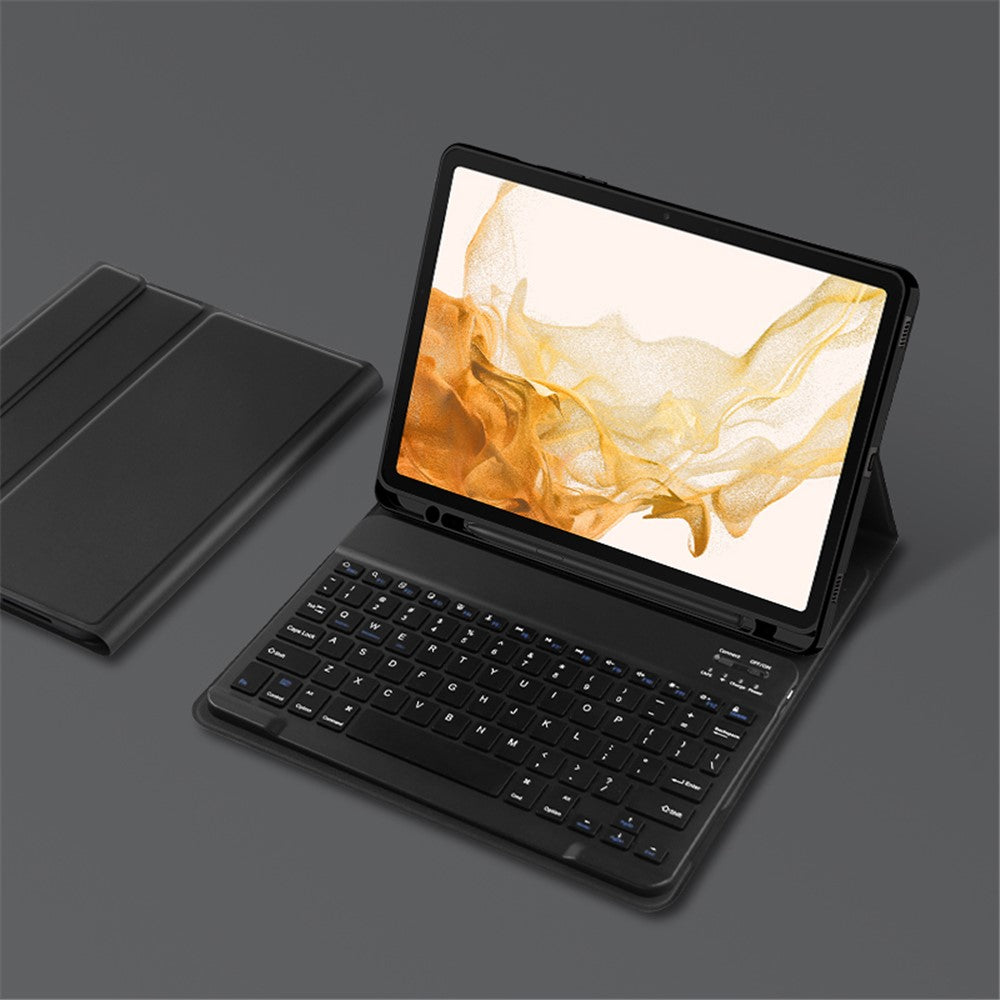 Til Samsung Galaxy Tab S10+ / S9+ / S8+ / S7+ / S7 FE Læder Stand Cover med Aftageligt Magnetisk Trådløst Tastatur (Uden Touchpad)