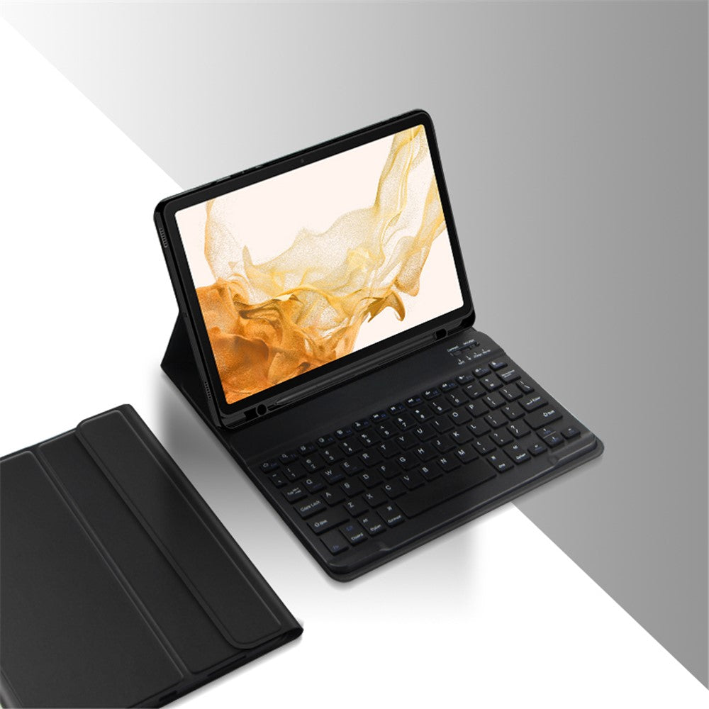 Til Samsung Galaxy Tab S10+ / S9+ / S8+ / S7+ / S7 FE Læder Stand Cover med Aftageligt Magnetisk Trådløst Tastatur (Uden Touchpad)