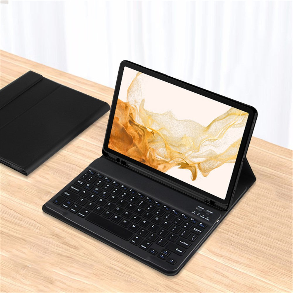 Til Samsung Galaxy Tab S10+ / S9+ / S8+ / S7+ / S7 FE Læder Stand Cover med Aftageligt Magnetisk Trådløst Tastatur (Uden Touchpad)