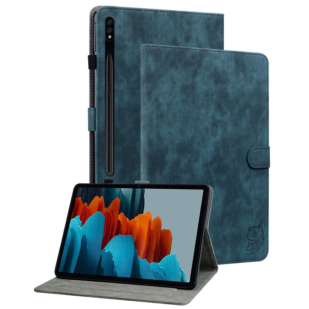 For Samsung Galaxy Tab S10+ / S9+ Imprinted Cute Tiger Pattern Tablet Case PU Leather Card Holder Stand Cover