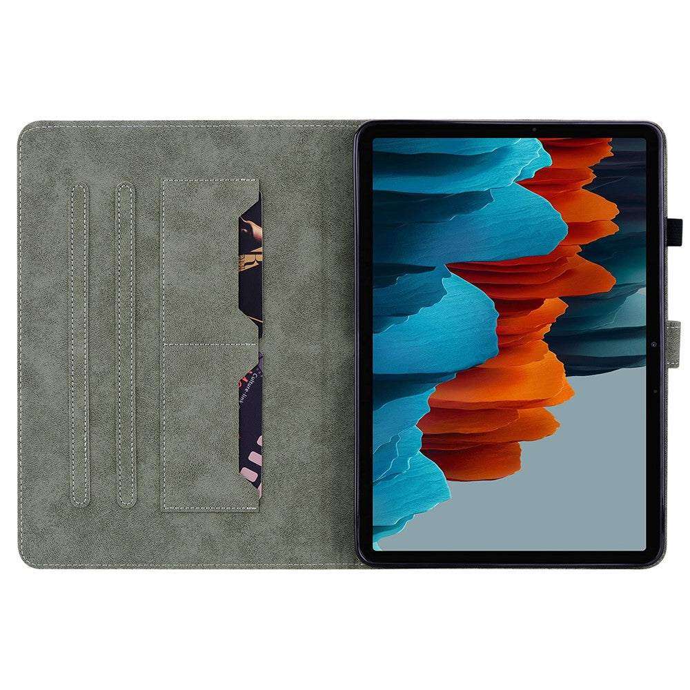 For Samsung Galaxy Tab S10+ / S9+ Imprinted Cute Tiger Pattern Tablet Case PU Leather Card Holder Stand Cover