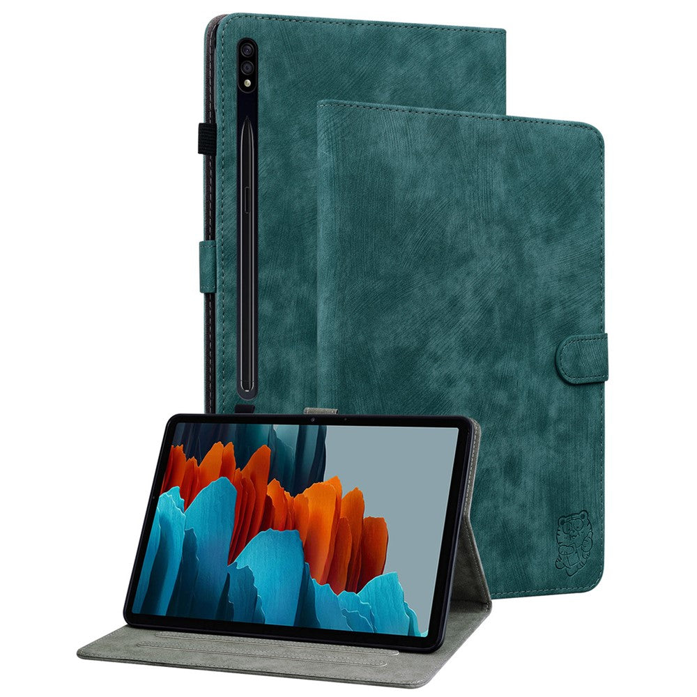 For Samsung Galaxy Tab S10+ / S9+ Imprinted Cute Tiger Pattern Tablet Case PU Leather Card Holder Stand Cover