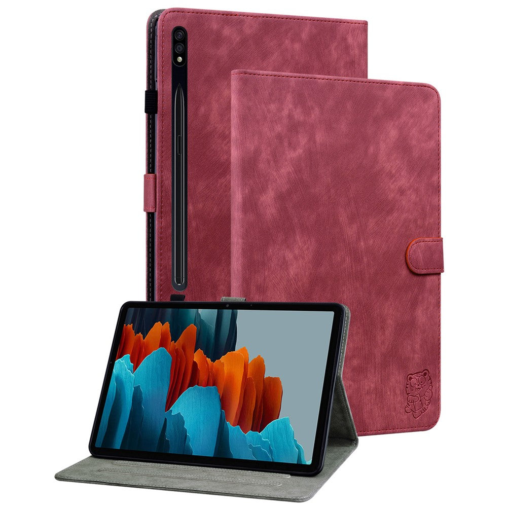For Samsung Galaxy Tab S10+ / S9+ Imprinted Cute Tiger Pattern Tablet Case PU Leather Card Holder Stand Cover