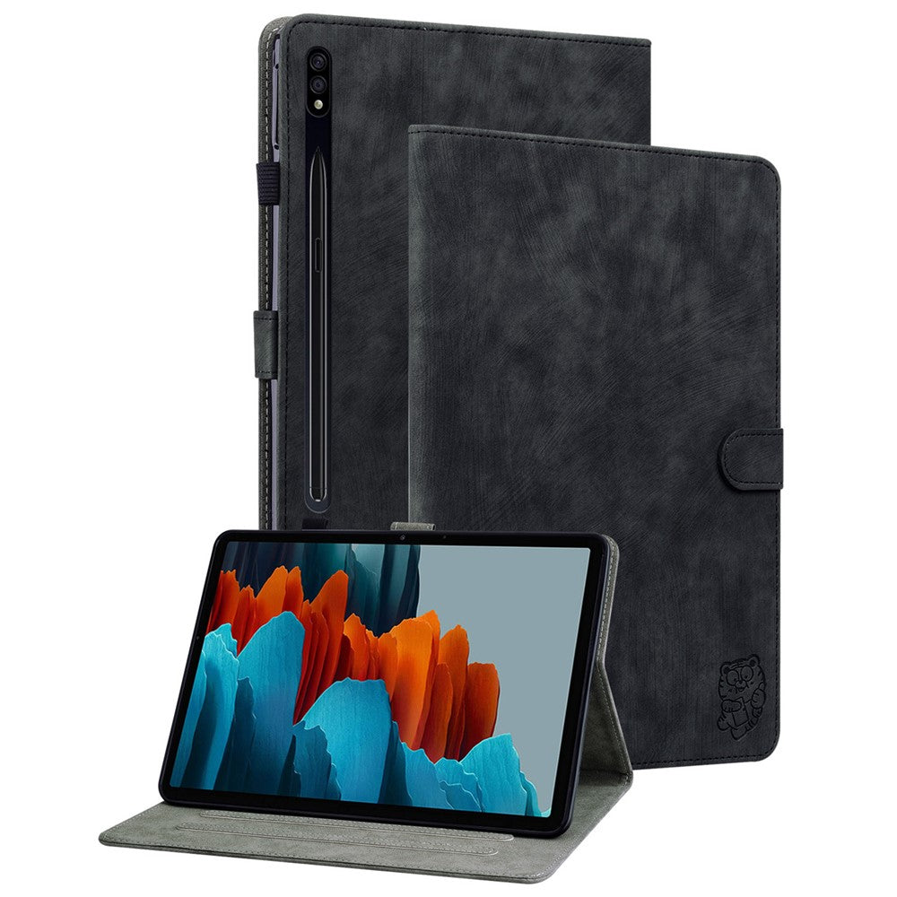 For Samsung Galaxy Tab S10+ / S9+ Imprinted Cute Tiger Pattern Tablet Case PU Leather Card Holder Stand Cover