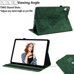 Anti-Slip Tablet Case for Samsung Galaxy Tab S10+ / S9+ PU Leather Imprinted Butterfly Flower Card Holder Stand Cover