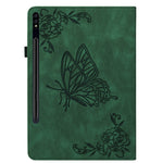 Anti-Slip Tablet Case for Samsung Galaxy Tab S10+ / S9+ PU Leather Imprinted Butterfly Flower Card Holder Stand Cover